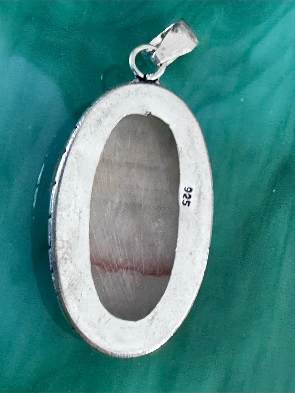 Artisan CALCITE Oval Cream and White Stone Pendant Necklace